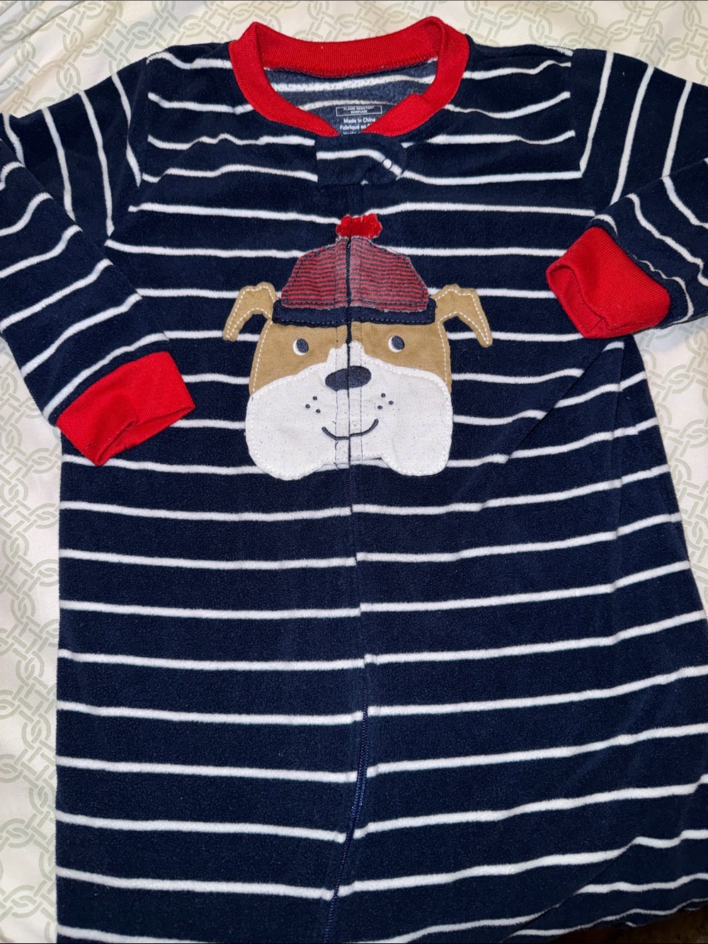 🏖️10 items for $20☀️ Carter's Navy and White Stripe Dog Appliqué One-Piece